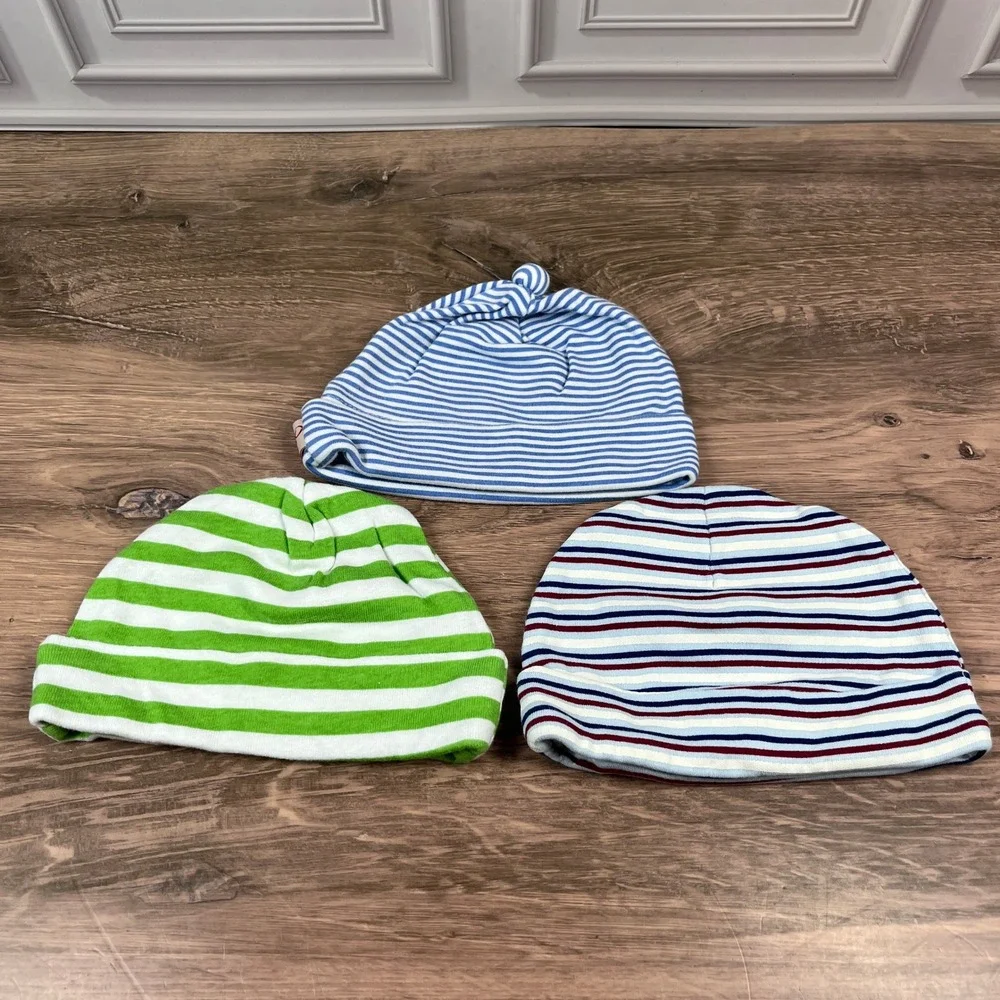 Zutano Gerber Baby Grand Beanie Set Baby 0-6M Multi Color Striped Cotton Hats